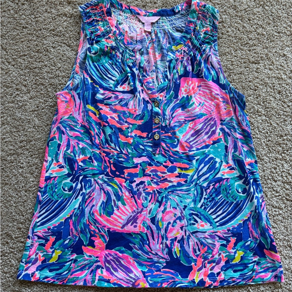 Lilly Pulitzer Multicolor Tropical Print Sleeveless Tank Top